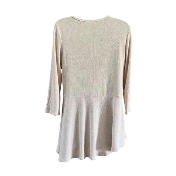 Soft Surroundings Top M Beige Asymmetrical Hem Tunic Sweater Strechy - Picture 2 of 9